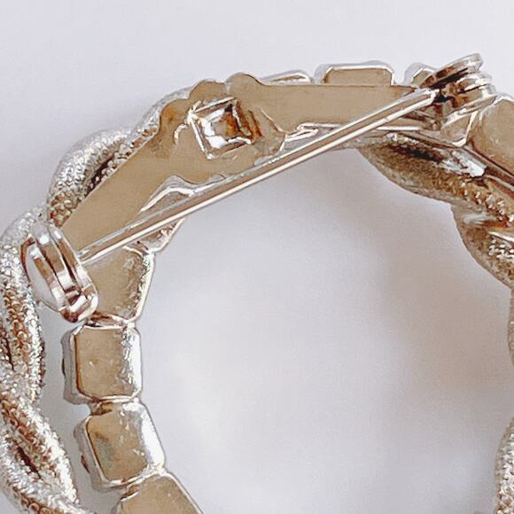 Vintage 1960s Brooch Smoky Rhinestones Mid Century Silver Tone Circle EUC - Picture 8 of 9